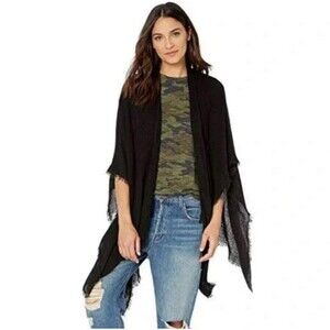 Echo Shawl Wrap Open Cardigan Sweater Black O/S Lagenlook Whimsigoth